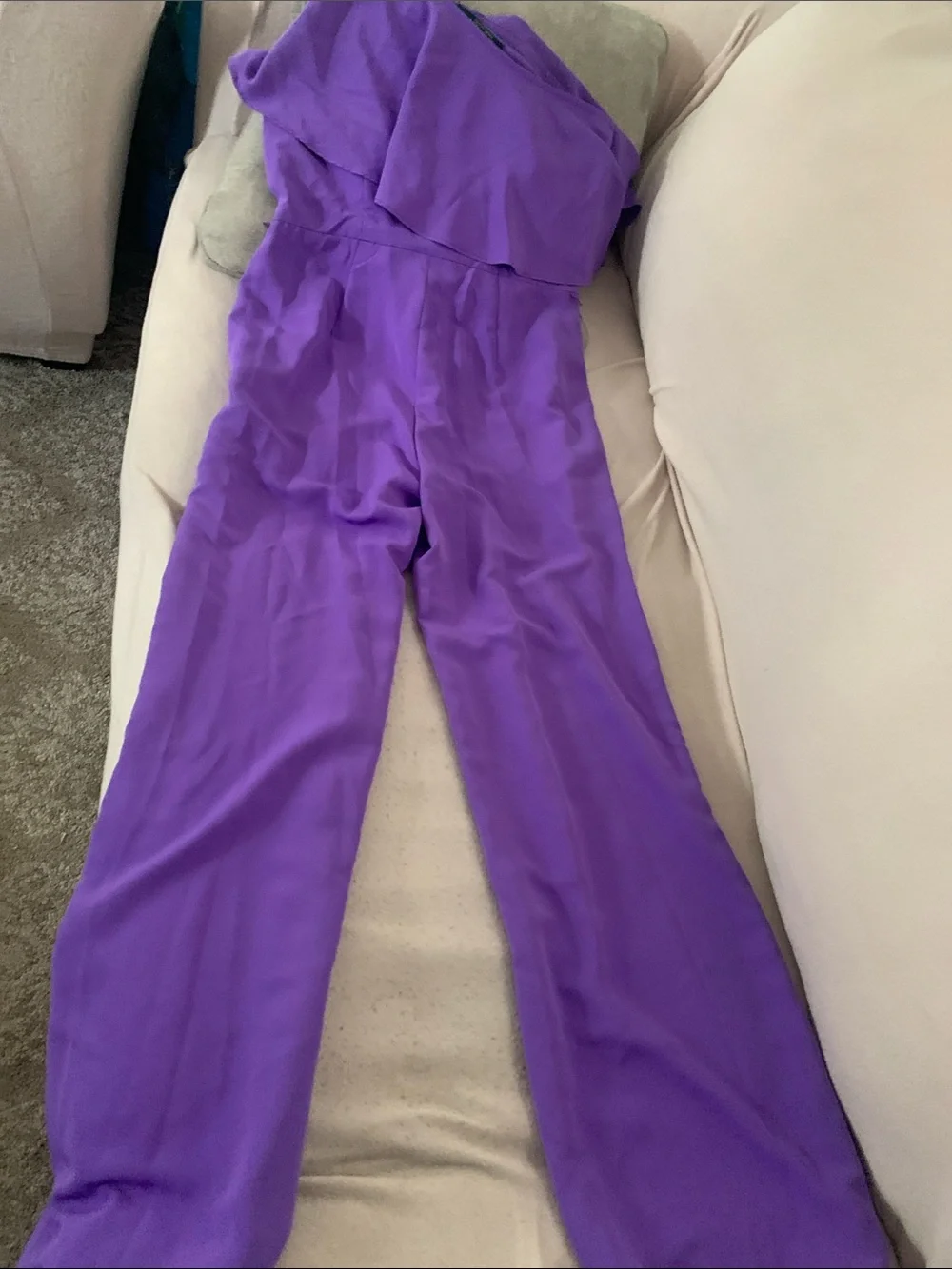 Lauren Ralph Lauren Purple One-Shoulder Wide-Leg Jumpsuit